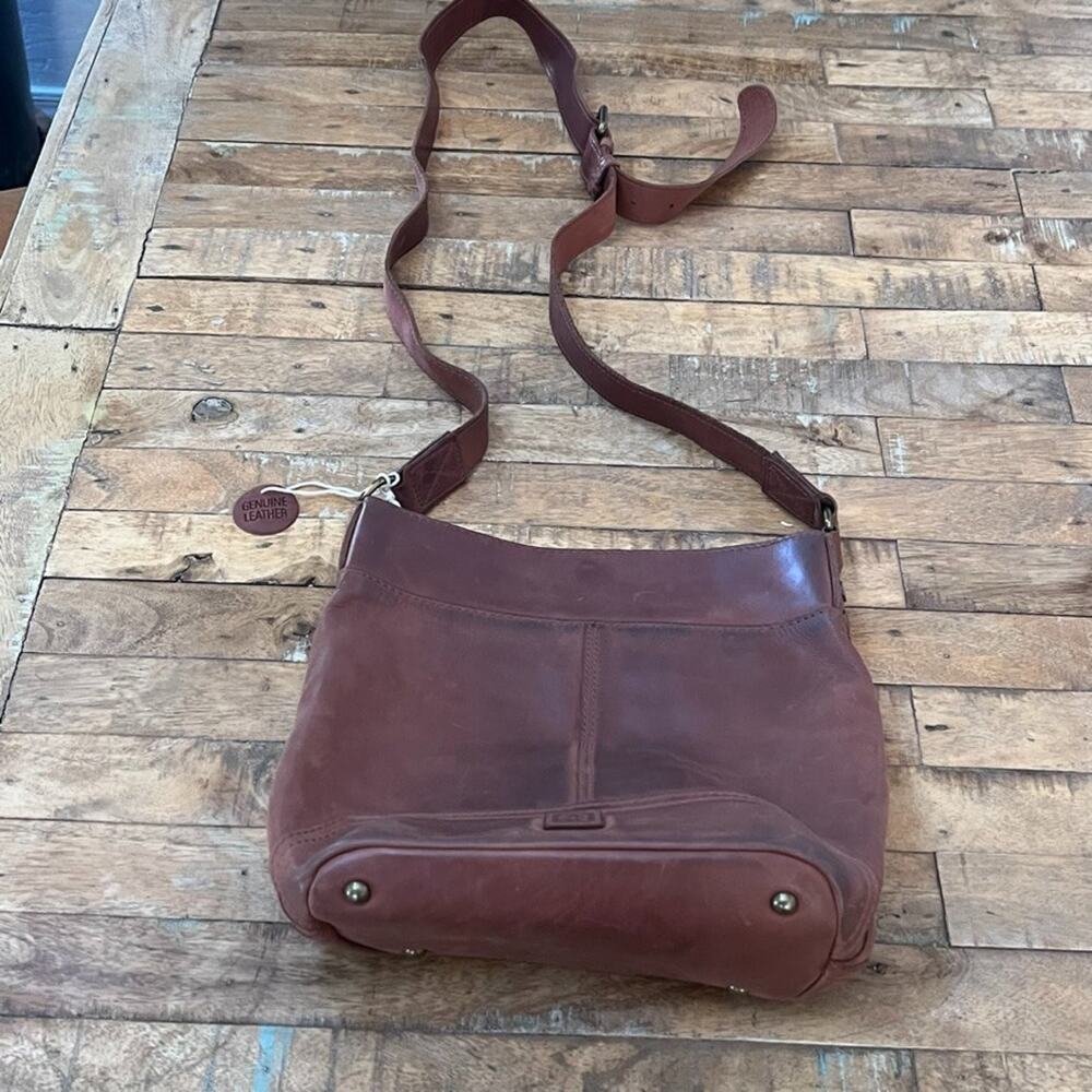 C&C California Genuine Leather Crossbody Thick Strap Bag Russet Brown